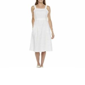 Liz Claiborne White Square-Neck Midi Dress with Wide Straps